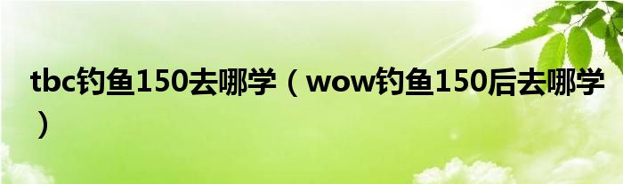 tbc钓鱼150去哪学(wow钓鱼150后去哪学)