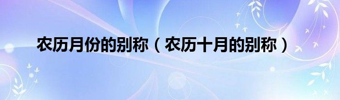 农历月份的别称（农历十月的别称）