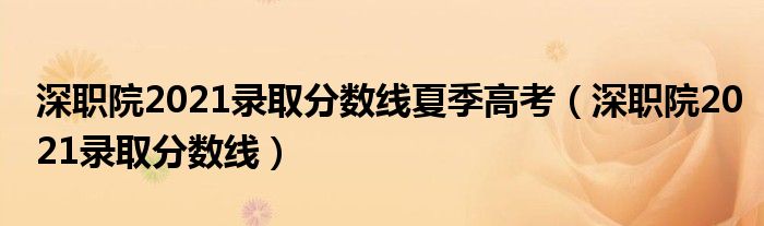 深职院2021录取分数线夏季高考(深职院2021录取分数线)