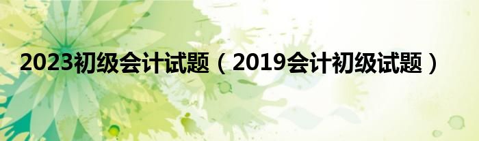 2023初级会计试题（2019会计初级试题）