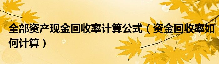 全部资产现金回收率计算公式（资金回收率如何计算）