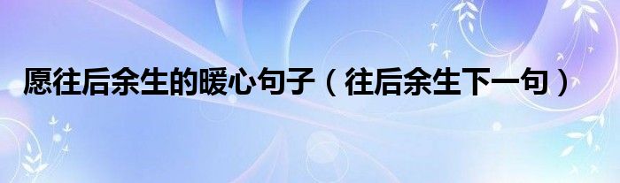 愿往后余生的暖心句子(往后余生下一句)