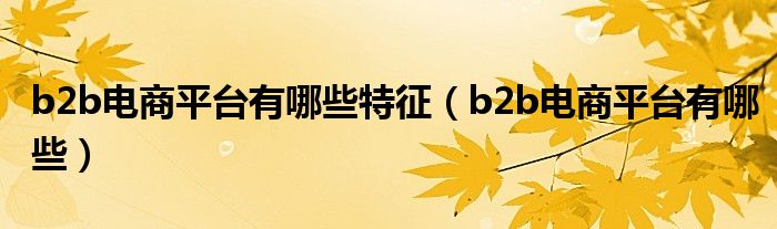 b2b电商平台有哪些特征(b2b电商平台有哪些)