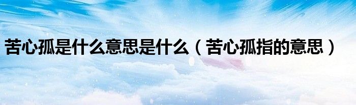 苦心孤是什么意思是什么(苦心孤指的意思)