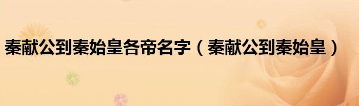 秦献公到秦始皇各帝名字(秦献公到秦始皇)