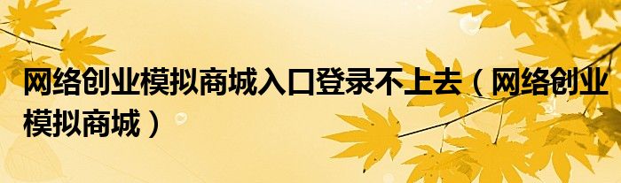 网络创业模拟商城入口登录不上去(网络创业模拟商城)