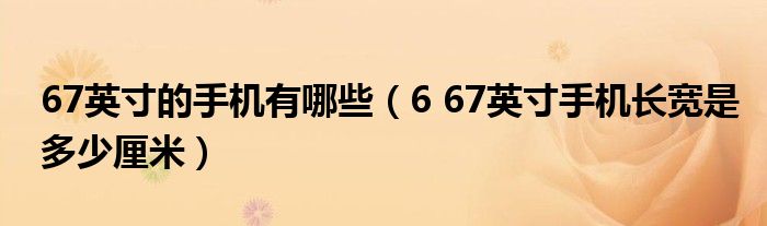 67英寸的手机有哪些(6 67英寸手机长宽是多少厘米)