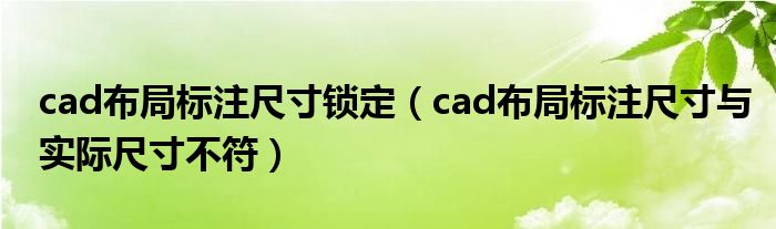 cad布局标注尺寸锁定(cad布局标注尺寸与实际尺寸不符)