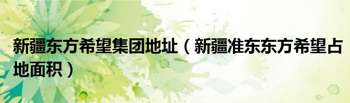 新疆东方希望集团地址(新疆准东东方希望占地面积)