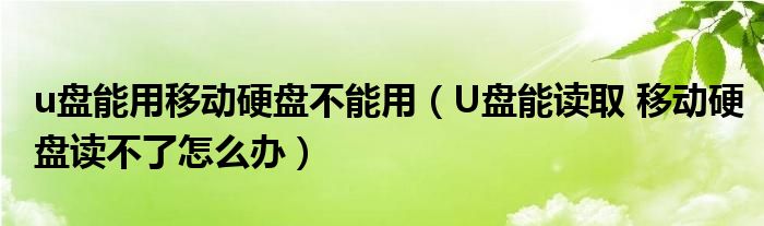 u盘能用移动硬盘不能用(U盘能读取 移动硬盘读不了怎么办)