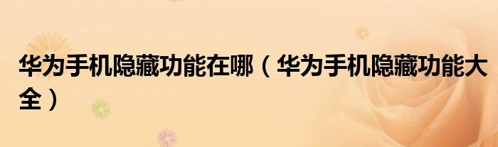 华为手机隐藏功能在哪(华为手机隐藏功能大全)