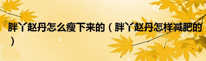 胖丫赵丹怎么瘦下来的(胖丫赵丹怎样减肥的)