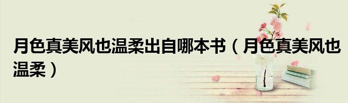 月色真美风也温柔出自哪本书(月色真美风也温柔)