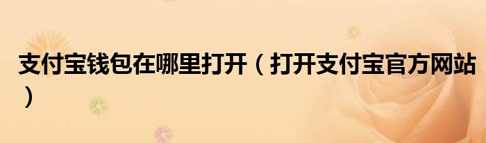 支付宝钱包在哪里打开(打开支付宝官方网站)