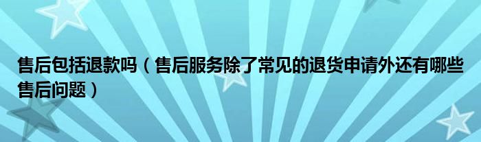 售后包括退款吗(售后服务除了常见的退货申请外还有哪些售后问题)