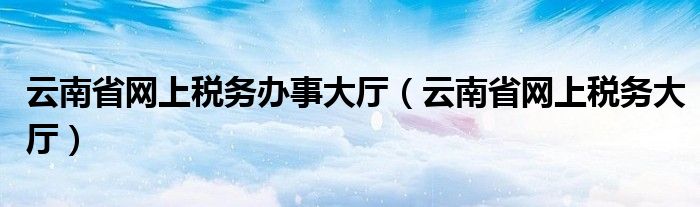 云南省网上税务办事大厅(云南省网上税务大厅)