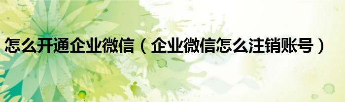 怎么开通企业微信(企业微信怎么注销账号)
