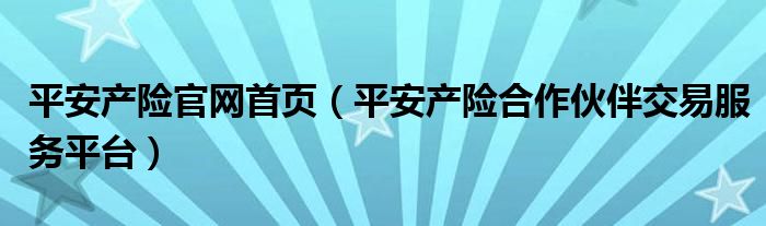 平安产险官网首页(平安产险合作伙伴交易服务平台)