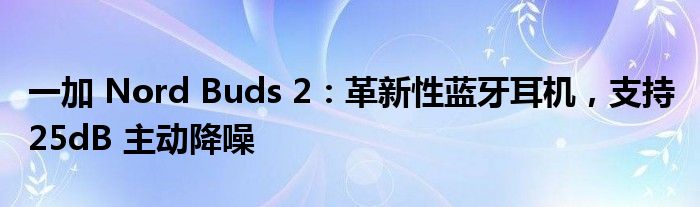 一加 Nord Buds 2:革新性蓝牙耳机,支持 25dB 主动降噪