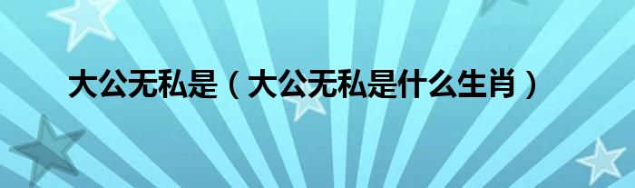 大公无私是(大公无私是什么生肖)