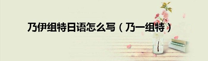 乃伊组特日语怎么写(乃一组特)