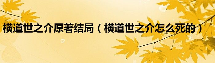横道世之介原著结局(横道世之介怎么死的)