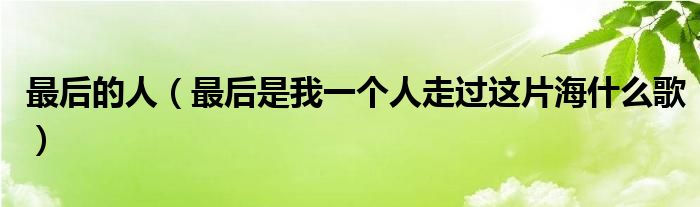 最后的人(最后是我一个人走过这片海什么歌)
