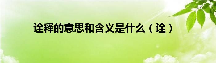 诠释的意思和含义是什么(诠)