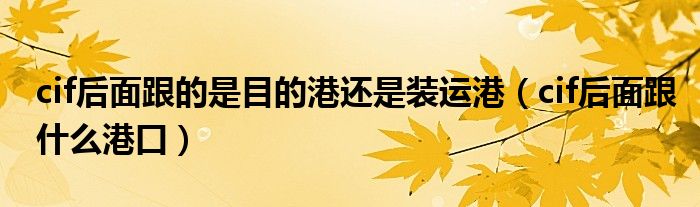 cif后面跟的是目的港还是装运港(cif后面跟什么港口)