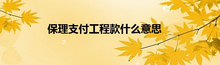 保理支付工程款什么意思