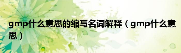 gmp什么意思的缩写名词解释(gmp什么意思)