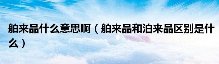 舶来品什么意思啊(舶来品和泊来品区别是什么)