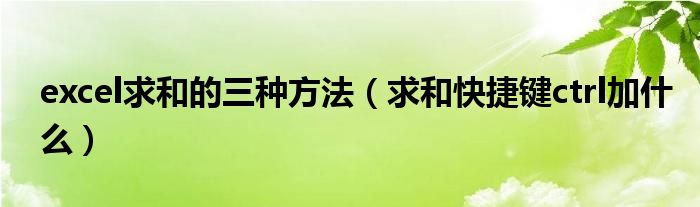 excel求和的三种方法(求和快捷键ctrl加什么)