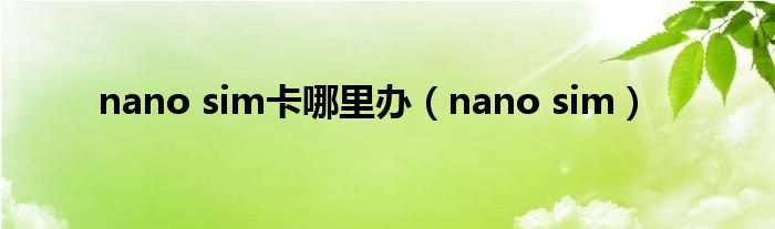 nano sim卡哪里办(nano sim)