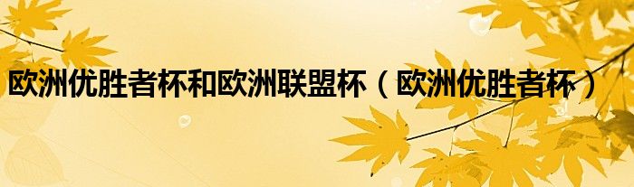 欧洲优胜者杯和欧洲联盟杯(欧洲优胜者杯)