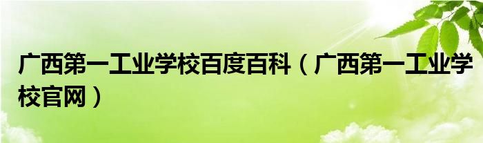 广西第一工业学校百度百科(广西第一工业学校官网)