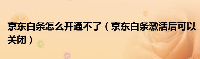 京东白条怎么开通不了(京东白条激活后可以关闭)