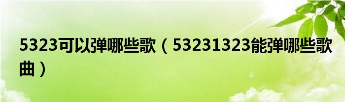 5323可以弹哪些歌(53231323能弹哪些歌曲)