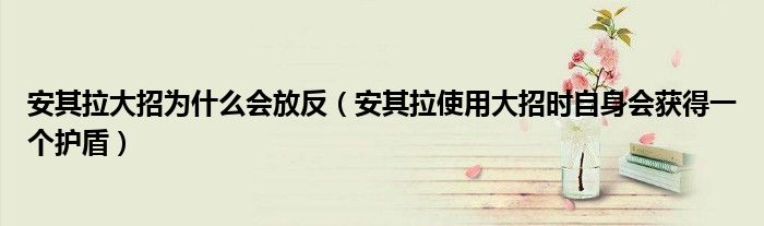 安其拉大招为什么会放反(安其拉使用大招时自身会获得一个护盾)