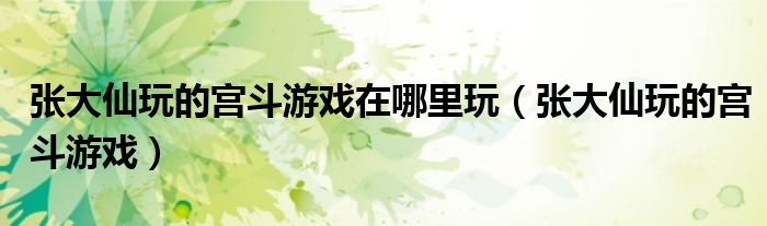 张大仙玩的宫斗游戏在哪里玩(张大仙玩的宫斗游戏)