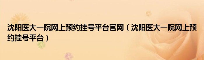 沈阳医大一院网上预约挂号平台官网(沈阳医大一院网上预约挂号平台)