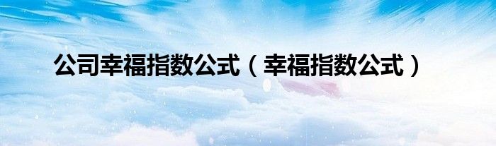 公司幸福指数公式(幸福指数公式)
