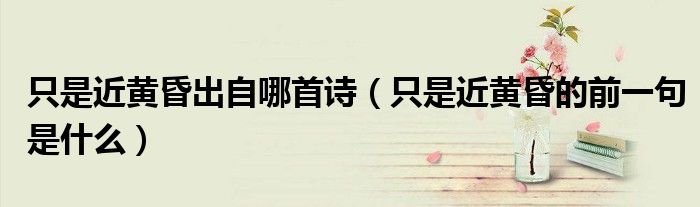 只是近黄昏出自哪首诗(只是近黄昏的前一句是什么)