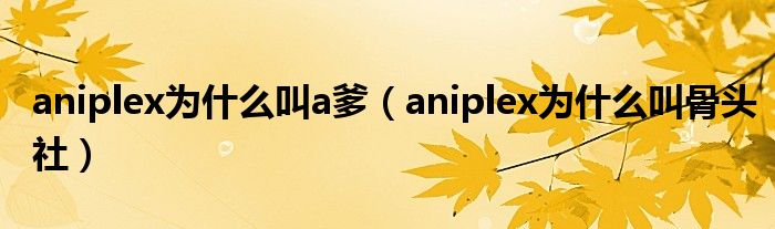 aniplex为什么叫a爹(aniplex为什么叫骨头社)