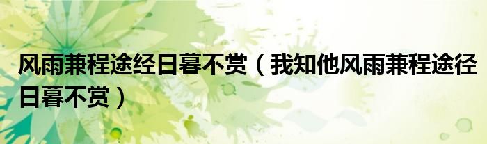风雨兼程途经日暮不赏(我知他风雨兼程途径日暮不赏)