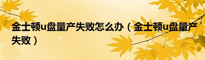 金士顿u盘量产失败怎么办(金士顿u盘量产失败)
