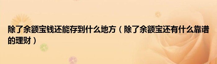 除了余额宝钱还能存到什么地方(除了余额宝还有什么靠谱的理财)