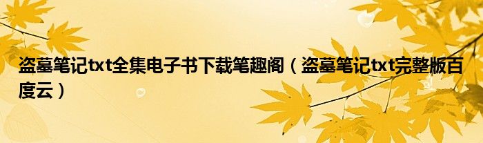 盗墓笔记txt全集电子书下载笔趣阁(盗墓笔记txt完整版百度云)