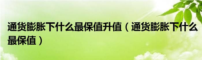 通货膨胀下什么最保值升值（通货膨胀下什么最保值）
