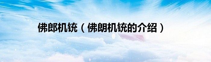 佛郎机铳(佛朗机铳的介绍)